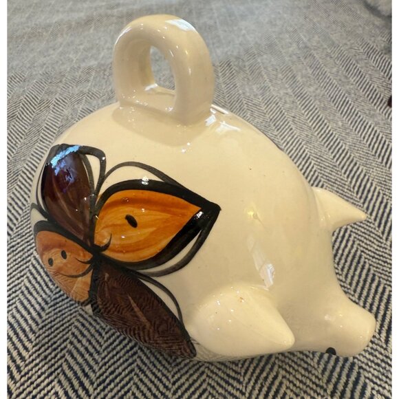 Hand-Painted Ceramic Piggy Bank With Floral Design By Mailani - Picture 2 of 10